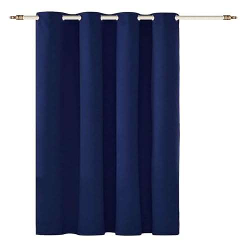 LIUWEIE Thermovorhang Kälteschutz mit Ösen 85 x 210 cm 1 Stück (B X H), Kälteschutz Blickdicht, Polyester Verdunklungsvorhang Vorhang Lärmschutz für Wohnzimmer Schlafzimmer, Dunkelblau von LIUWEIE