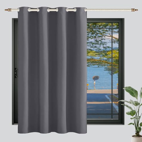 LIUWEIE Verdunklungsvorhänge 120 x 100 cm 1 Stück (B X H), Thermo Wärmeisolierend Gardinen Wohnzimmer Vorhang Lärmschutz für Schlafzimmer Wohnzimmer, Dunkelgrau von LIUWEIE