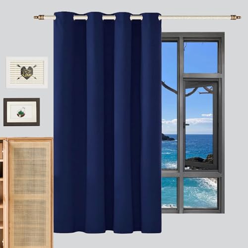 LIUWEIE Verdunklungsvorhänge mit Ösen 170 x 190 cm 1Er Set (B X H) Verdunkelung, Winter Extra Warm Blackout Vorhang Blickdicht Abdunkelnd mit Ösen für Wohnzimmer Schlafzimmer, Dunkelblau von LIUWEIE
