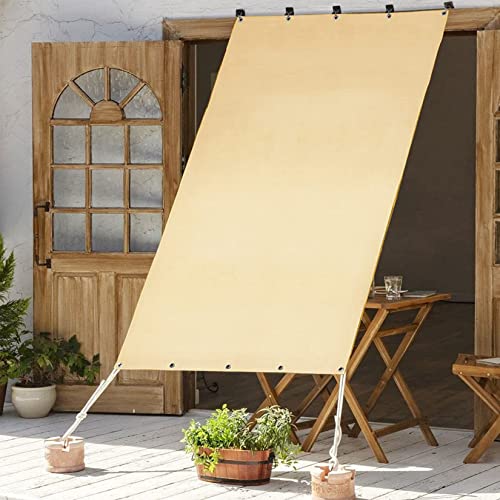 Sonnensegel Rechteck 2x2.2M Für Terrasse, Balkon, Pool Und Garten Schattentuch 95% UV Schutz Polyester, Creme Farben von LIUWEIE