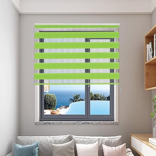 Verdunkelungsrollo Klemmfix 115 x 250 cm Lichtdurchlässig & Verdunkelnd Verdunklungsrollo Duo Rollo Inkl. Zubehör, Energiesparend für Fenster Und Türen, Grün von LIUWEIE