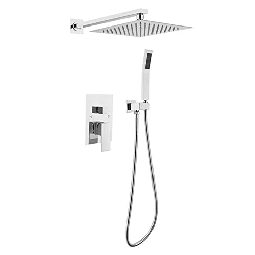 Badezimmer Luxus Regenmischer Dusche Combo Set Decke Regendusche Duschkopf System mit Hochdruck-Regendusche und Handbrause (Schwarz) von LIUWOPA