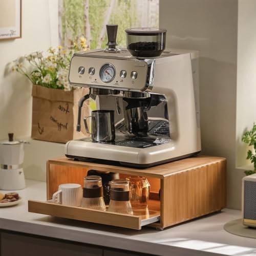 Kaffeestation aus Bambus, mehrlagig, mit Schublade, für Küche, Wohnzimmer, strapazierfähig (weiß) von LIUWOPA