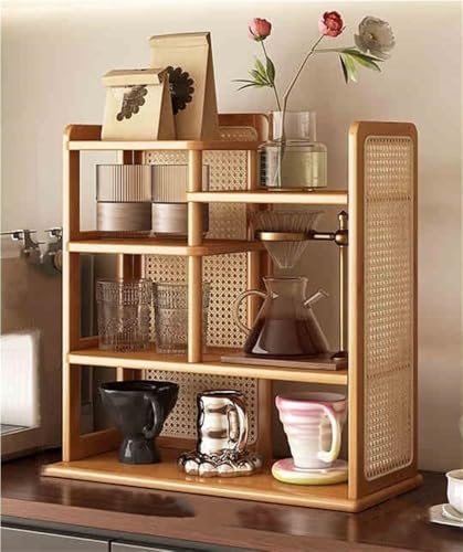 LIUWOPA Mehrschichtiges Rattan-Kaffeetassen-Präsentationsregal, Bambus-Teetassenhalter mit rustikalem Retro-Design, platzsparender Organizer für Küche, 50 cm LIUWOPA Mehrschichtiges Rattan-Kaffeetassen-Präsentationsregal, Bambus-Teetassenhalter mit rustikalem Retro-Design, platzsparender Organizer für Küche, 50 cm von LIUWOPA