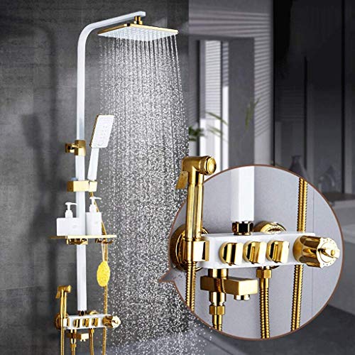 Multifunktions-Duschsäule für Haushalt, Hotel, Duschsäule mit konstanter Temperatur, Duschsystem, mit rechteckiger Düse, Duschkopf, Duschspray, kaltes und heißes Mischpult, Duschset (Farbe: Weiß) Multifunktions-Duschsäule für Haushalt, Hotel, Duschsäule mit konstanter Temperatur, Duschsystem, mit rechteckiger Düse, Duschkopf, Duschspray, kaltes und heißes Mischpult, Duschset (Farbe: Weiß) von LIUWOPA