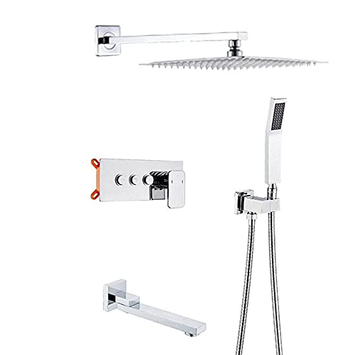 Set Doppelfunktionssystem in quadratischen Regenköpfen & Handbrause und Schlauch Set, Chrom Set Doppelfunktionssystem in quadratischen Regenköpfen & Handbrause und Schlauch Set, Chrom von LIUWOPA