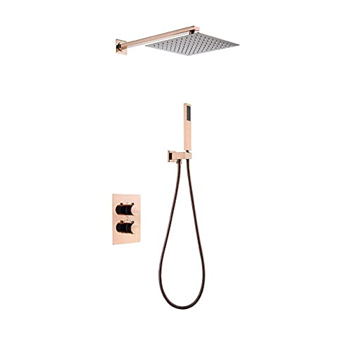 Verdecktes Thermostat-Duschset Roségold Duschkopf mit Handbrause Badezimmer Duschsystem - 3 Funktionen Verdecktes Thermostat-Duschset Roségold Duschkopf mit Handbrause Badezimmer Duschsystem - 3 Funktionen von LIUWOPA