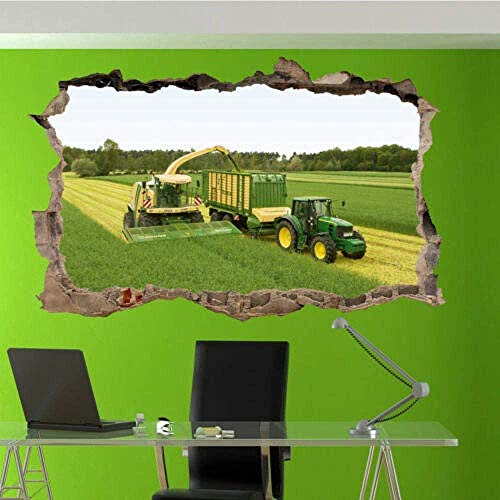 3D Wandtattoo Harvester Traktor Wandaufkleber Poster 3D Art Wandbild Raum Büro Dekoration 50 * 70 cm von LIUWW