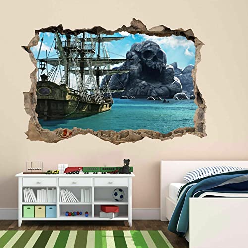 Skull Island Pirate Merchant Segelschiff Wandkunst Aufkleber Wandtattoo von LIUWW