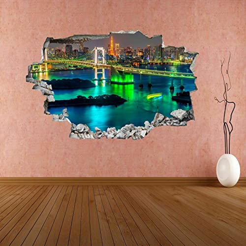 Tokyo Japan Skyline Rainbow Bridge Wandkunst Aufkleber Wandtattoo Home Decor von LIUWW