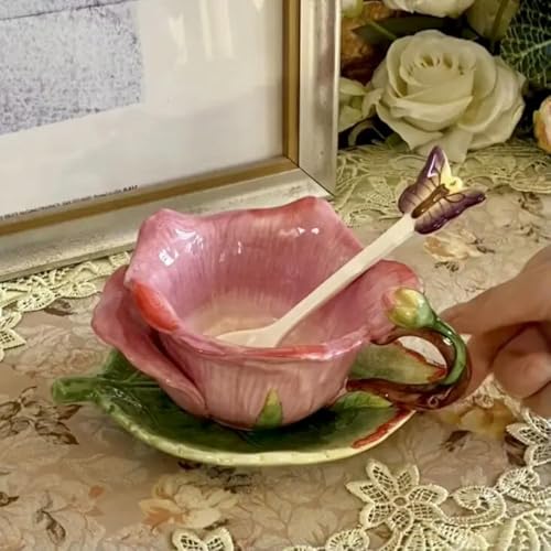 LIUXIN Tassen und Untertassen Keramik Unterglasur Farbe Dessertteller Handgezeichnete Rose Kaffeetassen Home Nachmittagstee-Set LIUXIN Tassen und Untertassen Keramik Unterglasur Farbe Dessertteller Handgezeichnete Rose Kaffeetassen Home Nachmittagstee-Set von LIUXIN