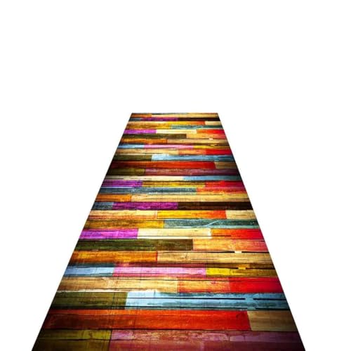 LIUXIUER 3D-Farbholzmaserung Eingang Runner Teppiche Für Flur Teppiche Korridor Treppe Teppich Fußmatten rutschfest Mehrere Größen Anpassbar Schneidbar,1.4x7m von LIUXIUER