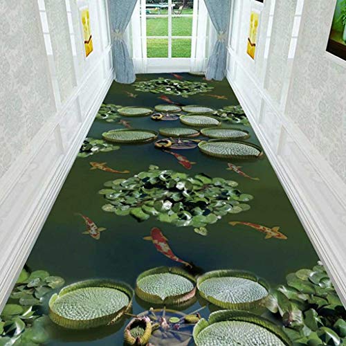 LIUXIUER Korridor Teppich 3D Zen Lotus Muster Verwendet Für Treppen Gänge Rechteckig 0,7 cm Dicke Flur Läufer Teppich Mischmaterial Kann Geschnitten Werden rutschfest,0.9X2M(2.95X6.56ft) von LIUXIUER
