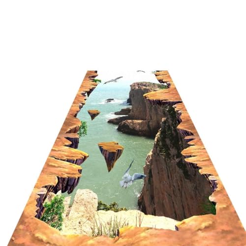 LIUXIUER Langer Läufer für Flur, Korridor, Teppich, 5D-Klippenmuster, extra lang, leicht zu reinigen, Größe anpassbar, 1 x 4 m von LIUXIUER