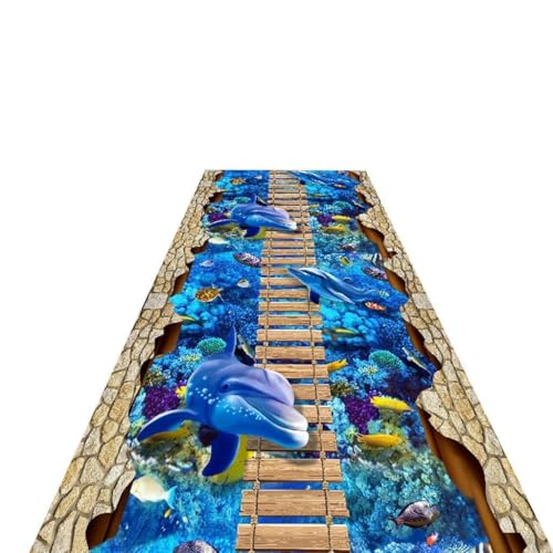 LIUXIUER Long Runner Teppiche Für Flur Teppiche Korridor Teppich 5D Delphin Holzbrückenmuster, Halle Extra Lang Leicht Zu Reinigen, Größe Anpassbar,1.4x9m LIUXIUER Long Runner Teppiche Für Flur Teppiche Korridor Teppich 5D Delphin Holzbrückenmuster, Halle Extra Lang Leicht Zu Reinigen, Größe Anpassbar,1.4x9m von LIUXIUER