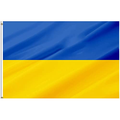 LIUXR Ukraine Flagges (90cmx150cm) Polyester Diese Flagge 80g mit Ösen mit Doppelnadel genäht,90x150cm_10pcs von LIUXR