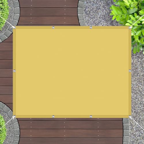 Schattiernetz Mit Öse 1 x 3.8 m Garten Segel mit Pu-Beschichtung UV-Schutz inkl Befestigungsseile Sonnensegel Sonnenschutz für Garten Terrasse Camping, Sandgelb von LIUXUELI