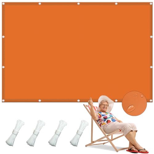 Sonnensegel Rechteckig 2.5 x 8.5 m Schattentuch mit Ösen PES Polyester mit UV Schutz Sonnensegel Sonnenschutz für Garten Terrasse Camping, Orange von LIUXUELI