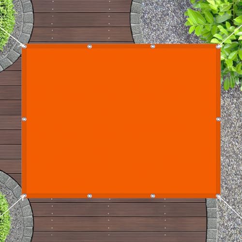 Sonnensegel Wasserdicht Rechteckig 5 x 5 m Sonnenschutz Baldachin UV-Schutz inkl Befestigungsseile Beschattungsnetz für Außenbereich,Garten, Orange von LIUXUELI