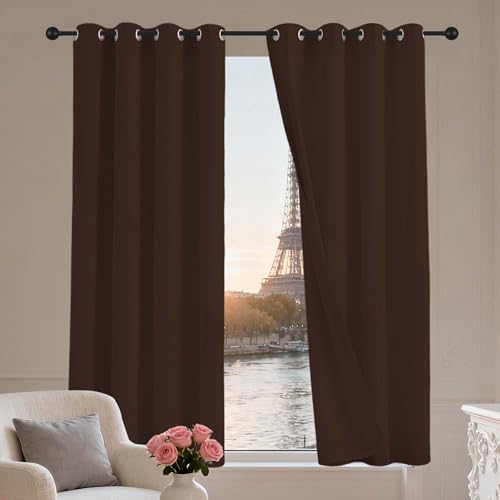LIUYANYAN Wohnzimmer Gardinen mit Ösen 156 x 310 cm Thermo Vorhang Gegen Kälte Und Hitze Vorhang Verdunkelung Blackout Vielen Farben Und Größen für Fenster Wohnzimmer, braun von LIUYANYAN