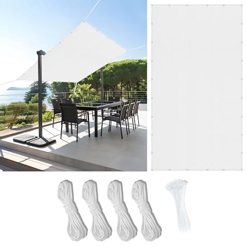Sonnensegel Sonnenschutz 638 x 712 cm Rechteckig Atmungsaktiv 98% UV Schutz Segeltuch Pergola mit Ösen Ohne Bohren mit Seil für Patio Hinterhof Rasengarten, Weiß von LIUYANYAN