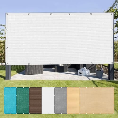 Sonnensegel Sonnenschutz 638 x 726 cm Rechteckig Atmungsaktiv 98% UV Schutz Segeltuch Pergola mit Ösen Ohne Bohren mit Seil für Patio Hinterhof Rasengarten, Weiß von LIUYANYAN