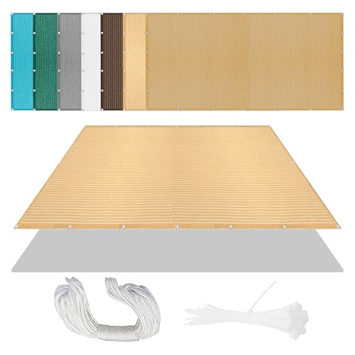 Sonnensegel Sonnenschutz 639 x 732 cm Rechteckig Atmungsaktiv 98% UV Schutz Segeltuch Pergola mit Ösen Ohne Bohren mit Seil für Patio Hinterhof Rasengarten, Creme Farben von LIUYANYAN