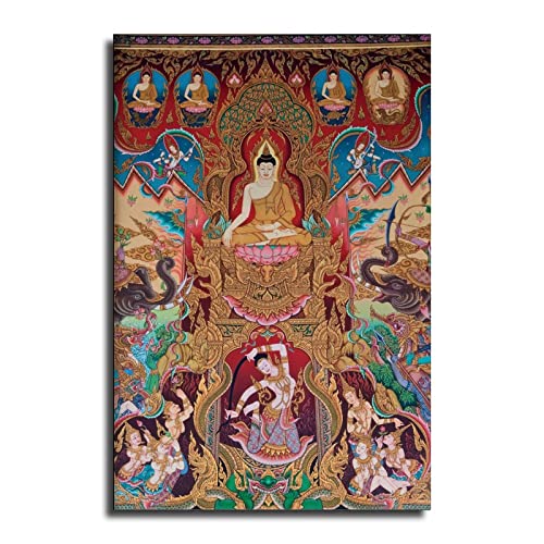 Buddhismus-Kunst, thailändische Kunst, buddhistisches Poster, Kunstdruck, Geschenk für Zuhause, thailändisches Wandbild, Buddhismus-Poster, Wandkunst, Buddha Cancas Poster, Heimdekoration 40 x 60 cm von LIUYANZI