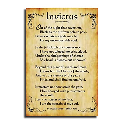 Invictus Gedicht Zitate Wandkunst Leinwand Inspirierendes Poster Motivierende Bilder Druck William Ernest Henley Poesie Gemälde Dekor Kunstwerk Leinwand Bilder Wandkunst Kunstdrucke auf eingewickelter von LIUYANZI