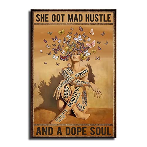 Poster und Wandkunst, Motiv: Schmetterlinge "She Got Mad Hustle And A Dope Soul", 30 x 45 cm von LIUYANZI
