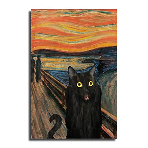 Poster und Wandkunstdruck, Motiv: The Scream Black Cat, 40 x 60 cm von LIUYANZI
