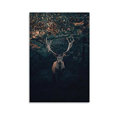 Rothirsch-Druck, Wildtier-Fotografie, nordisches Tier-Poster, Wildtier-Landschaft, Druck-Poster, 40 x 60 cm von LIUYANZI