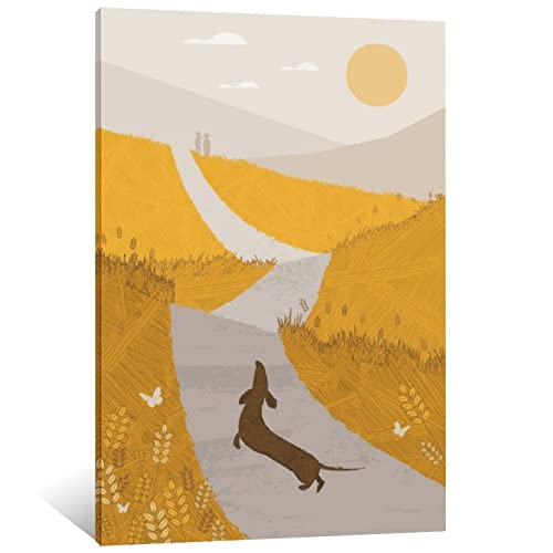 Sausage Dog Walk, Retro Mitte Jahrhundert 1960er Jahre Illustration Poster Tiere Scandi – Tierdruck – Dackelkunst – Hundeposter Hundekunst Leinwand Kunst Poster Kinderzimmer Dekor 30 x 45 cm von LIUYANZI