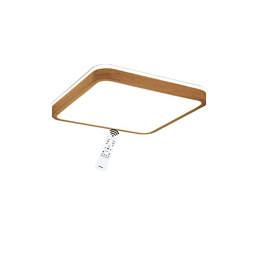 LIUYU Deckenleuchte Quadratische Deckenleuchte Dimmbar 3000K-6500K (mit Fernbedienung) Holz Wohnzimmer Decke LED Leuchte 3000K-6500K Moderne Innenbeleuchtung Schlafzimmer Korridor Treppe Balkon Licht von LIUYU