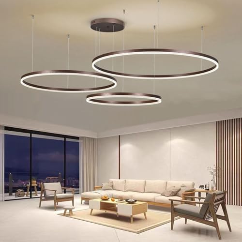 LIUYU Dimmbar LED Pendelleuchte 106W Modern 3 Ring 40+60+80cm Runddesign Hängelampe Einstellbare Höhe und Form Hängeleuchten For Wohnzimmer Küche Esszimmer Büro Aluminium Braun Pendellampe LIUYU Dimmbar LED Pendelleuchte 106W Modern 3 Ring 40+60+80cm Runddesign Hängelampe Einstellbare Höhe und Form Hängeleuchten For Wohnzimmer Küche Esszimmer Büro Aluminium Braun Pendellampe von LIUYU