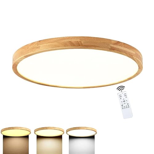 LIUYU LED-Deckenleuchte Holzlampe Rundleuchte Holzdeckenleuchte Innenbeleuchtung Ultradünne 5CM Wohnzimmer Schlafzimmer Esszimmerleuchte (Color : Dimmable, Size : 70CM) von LIUYU