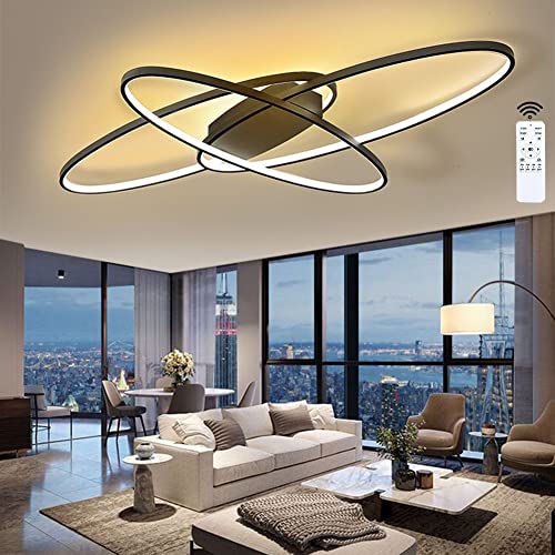 LIUYU LED Deckenleuchte Modern Ovalen Led Wohnzimmer deckenleuchte 90W 7200LM Deckenlampe Dimmbar 3000K-6000K Deckenlampe Wohnzimmer Größe L130×W85×H8cm Schlafzimmerlampe Material: Aluminium + Acryl von LIUYU