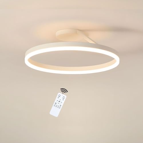 LIUYU Modern Rund Deckenlampe 40W Dimmbar Weiß LED Deckenleuchte mit Fernbedienung, Ring Lampe Decke Durchmesser 60cm (23.6in) Aluminium Deckenleuchten 1 - LED Acryl Deckenlampen 3600 lm von LIUYU