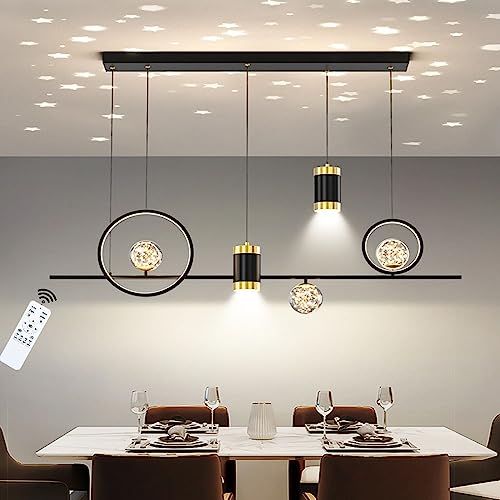 LIUYU Pendelleuchte esstisch 45W Hängelampe esstisch Dimmbar Hängelampe Höhenverstellbar Pendelleuchte, modern Hängeleuchte Schwarz Esszimmerlampe, led hängend Länge 100cm von LIUYU