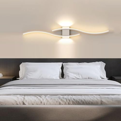 Moderne LED Wandleuchte innen, Weiß, Warmes Licht 3000 K, 35 W, L 100 cm, Große Aluminium Wandlampe 2900 Lumen. Wandlampe schlafzimmer geeignet für Wohnzimmer, Schlafzimmer, Bett, Flur, Treppen (Colo von LIUYU