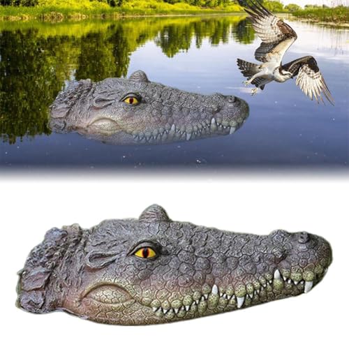 LIUZHIPENG Teich schwimmender Alligatorkopf Lockvogel Realistischer Alligator Pool Float Fake Gator Head Dekorationen Harz Krokodil Tier Ornament für Teich Pool Hof Garten See Dekoration von LIUZHIPENG