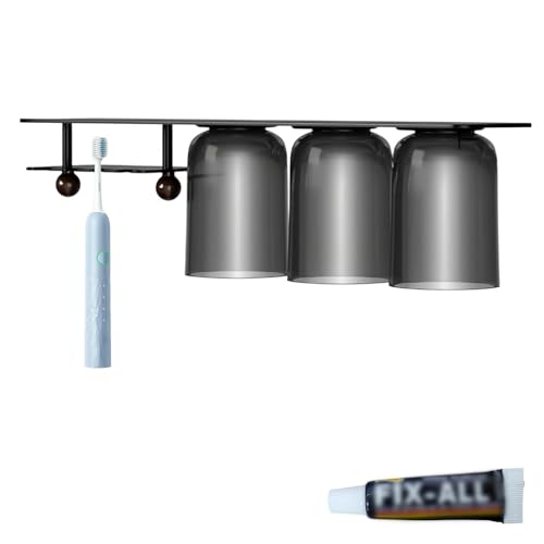 LIUZHUJ Zahnputzbecherhalter ohne Bohren – Magnetischer Zahnbürstenhalter Wand, 3 Becher, Platz für 4 Zahnbürsten LIUZHUJ Zahnputzbecherhalter ohne Bohren – Magnetischer Zahnbürstenhalter Wand, 3 Becher, Platz für 4 Zahnbürsten von LIUZHUJ