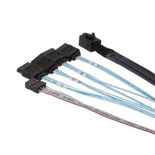 LIUZIKUN SFF 8643 auf 4SATA, schnelle Geschwindigkeit 12Gb MiniSAS SFF 8643 auf 4SATA 7Pin mit Sideband-Kabel, 0,5 M zur Datenspeicherung von LIUZIKUN