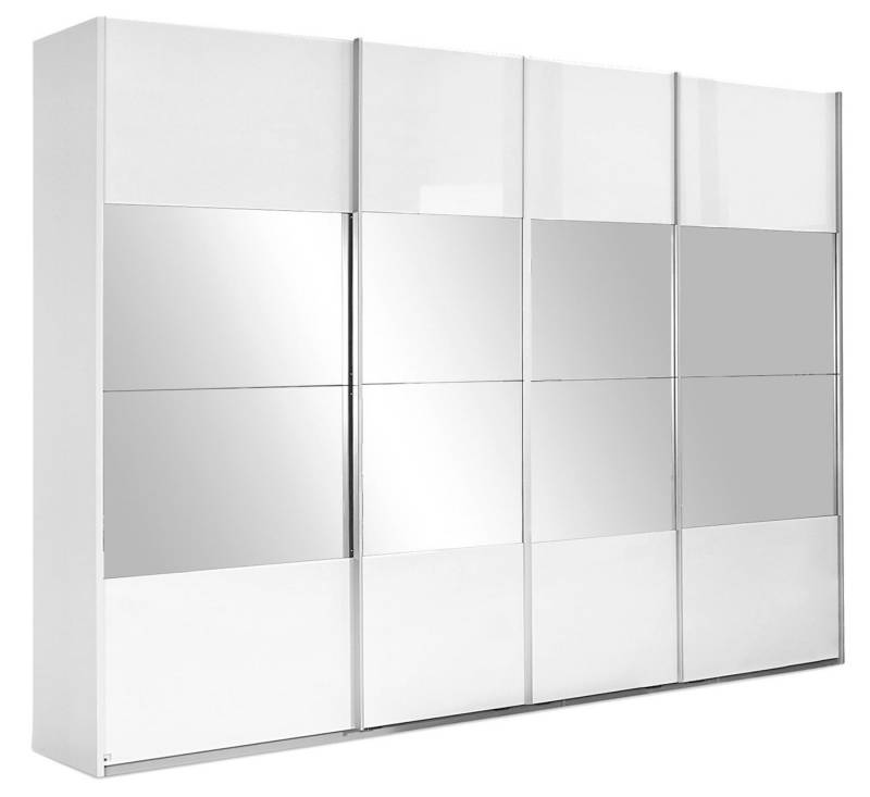 LIV'IN Schwebetürenschrank LAGOS, B 316 cm x H 230 cm, Weiß Hochglanz, 4 Türen, mit Spiegel von LIV'IN