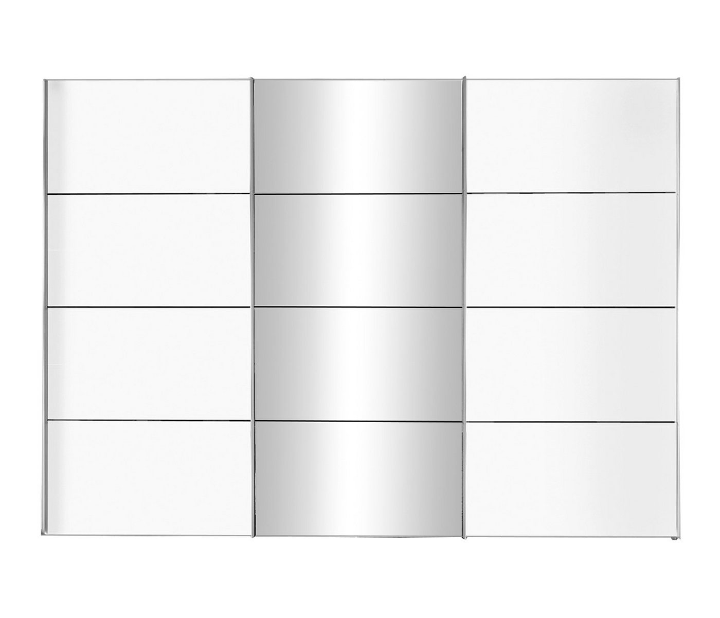 LIV'IN Schwebetürenschrank SYDNEY, Polarweiß, B 300 cm x H 216 cm, Teilfronten in Weiß Hochglanz, mit Kristallspiegel von LIV'IN