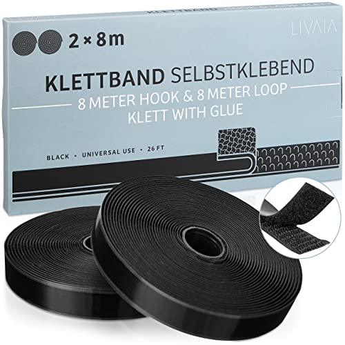 LIVAIA Klett Klebeband zum Ordnen: 2x 8m Klettband Selbstklebend für das Ankleben von Utensilien an Wand oder Tisch – Organizer Klebeband – Wand Ordnung Management – Hakenband Klett Selbstklebend LIVAIA Klett Klebeband zum Ordnen: 2x 8m Klettband Selbstklebend für das Ankleben von Utensilien an Wand oder Tisch – Organizer Klebeband – Wand Ordnung Management – Hakenband Klett Selbstklebend von LIVAIA