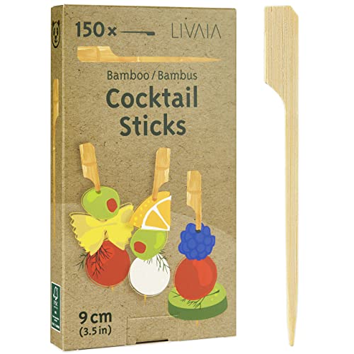 Spieße Fingerfood: 150x Bambus Fingerfood Spieße und Cocktail Sticks 9cm – Cocktailspieße für Cocktail Gläser – Partypicker Holz – Partypicker Bambus und Holzspieße Fingerfood – LIVAIA Bambus Spieße von LIVAIA