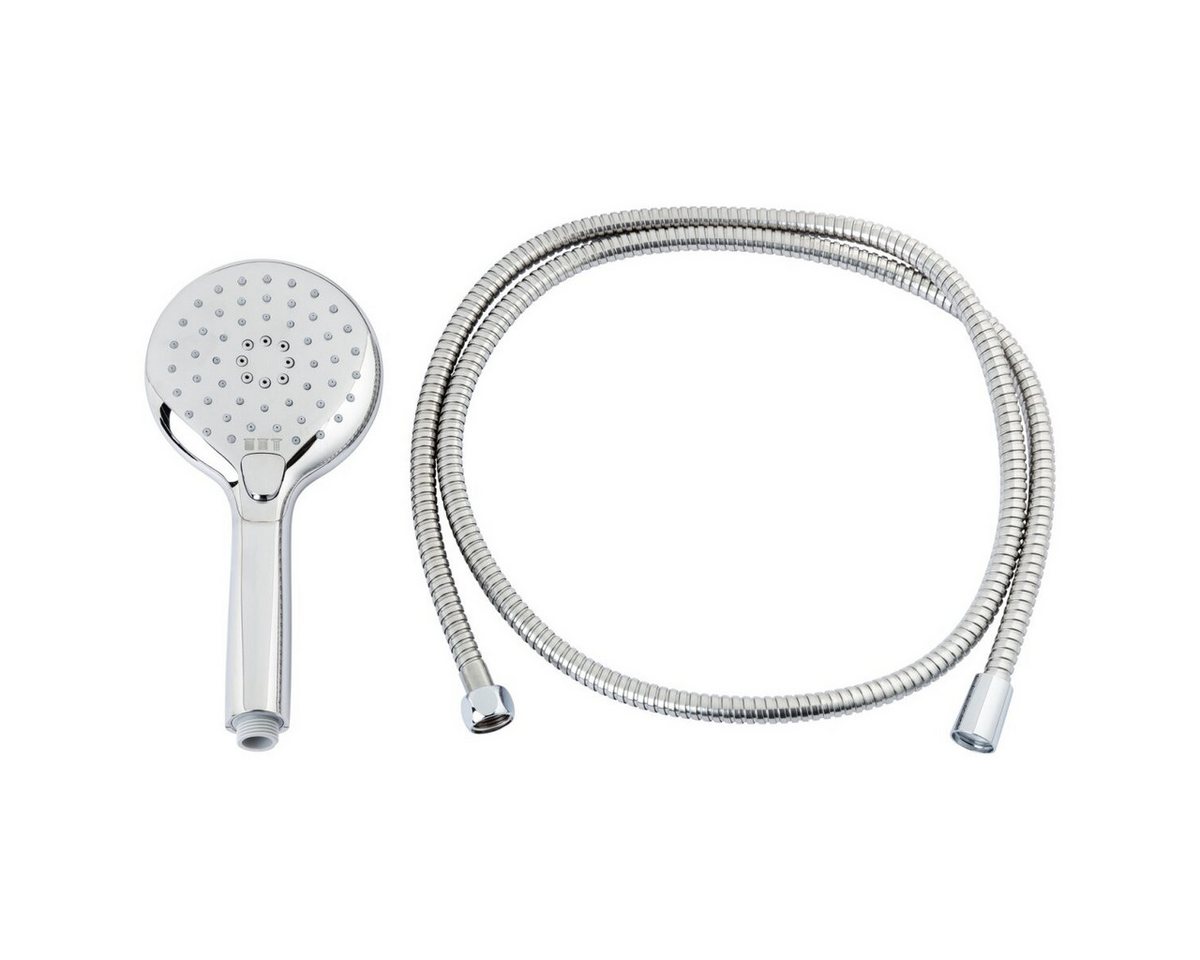 LIVARNO Regenduschkopf Multifunktions Duschkopf + Brauseschlauch + Wasserspareinsatz, (Multifunktonsduschkopf-Set, 5-tlg., Duschkopf, Brauseschlauch, Dichtungen, Wasserspareinsatz), ABS-verchromt, 3 Strahlarten, Wasserspareinsatz von LIVARNO