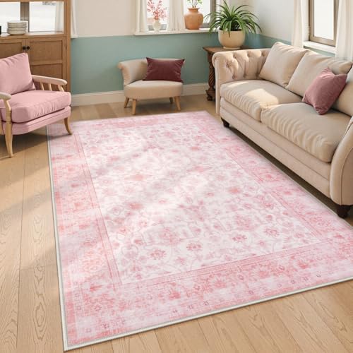LIVEBOX Pinker Teppich, 15,2 x 22,9 cm, Vintage-Wohnzimmerteppich, maschinenwaschbar, für Schlafzimmer, Mädchen, Indoor-Teppich für Esszimmer, Kinderzimmer, Wohnheim, Heimdekoration LIVEBOX Pinker Teppich, 15,2 x 22,9 cm, Vintage-Wohnzimmerteppich, maschinenwaschbar, für Schlafzimmer, Mädchen, Indoor-Teppich für Esszimmer, Kinderzimmer, Wohnheim, Heimdekoration von LIVEBOX
