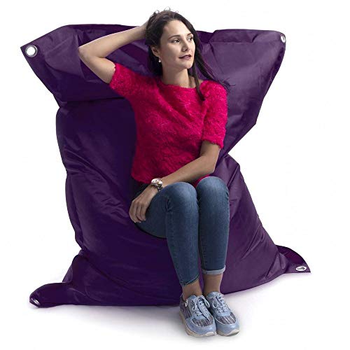 LIVEDECO - XXL Giant Pouf mit abnehmbarem Bezug, Außenbereich, Outdoor, Garten, Terrasse, Aubergine BiG52 Iron RAW von LIVEDECO